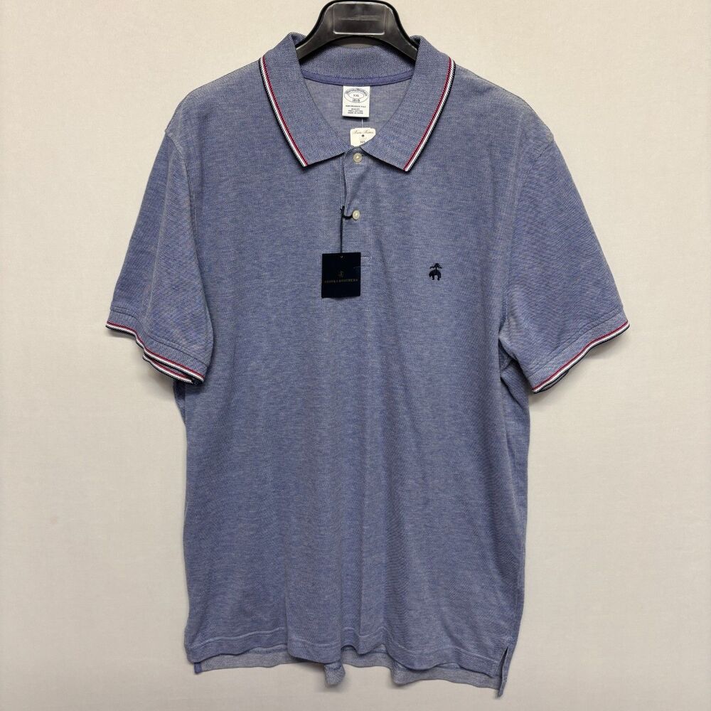 NWT Brooks Brothers Men Slim Fit Performance Polo Shirt XXL 2XL Blue C137 -29